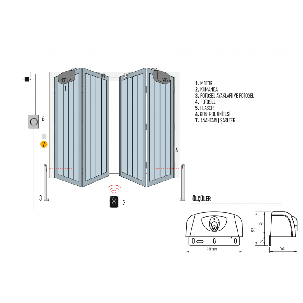 Nice Akordiyon Kapı Motoru, Hyppo 7100 Tek Motor