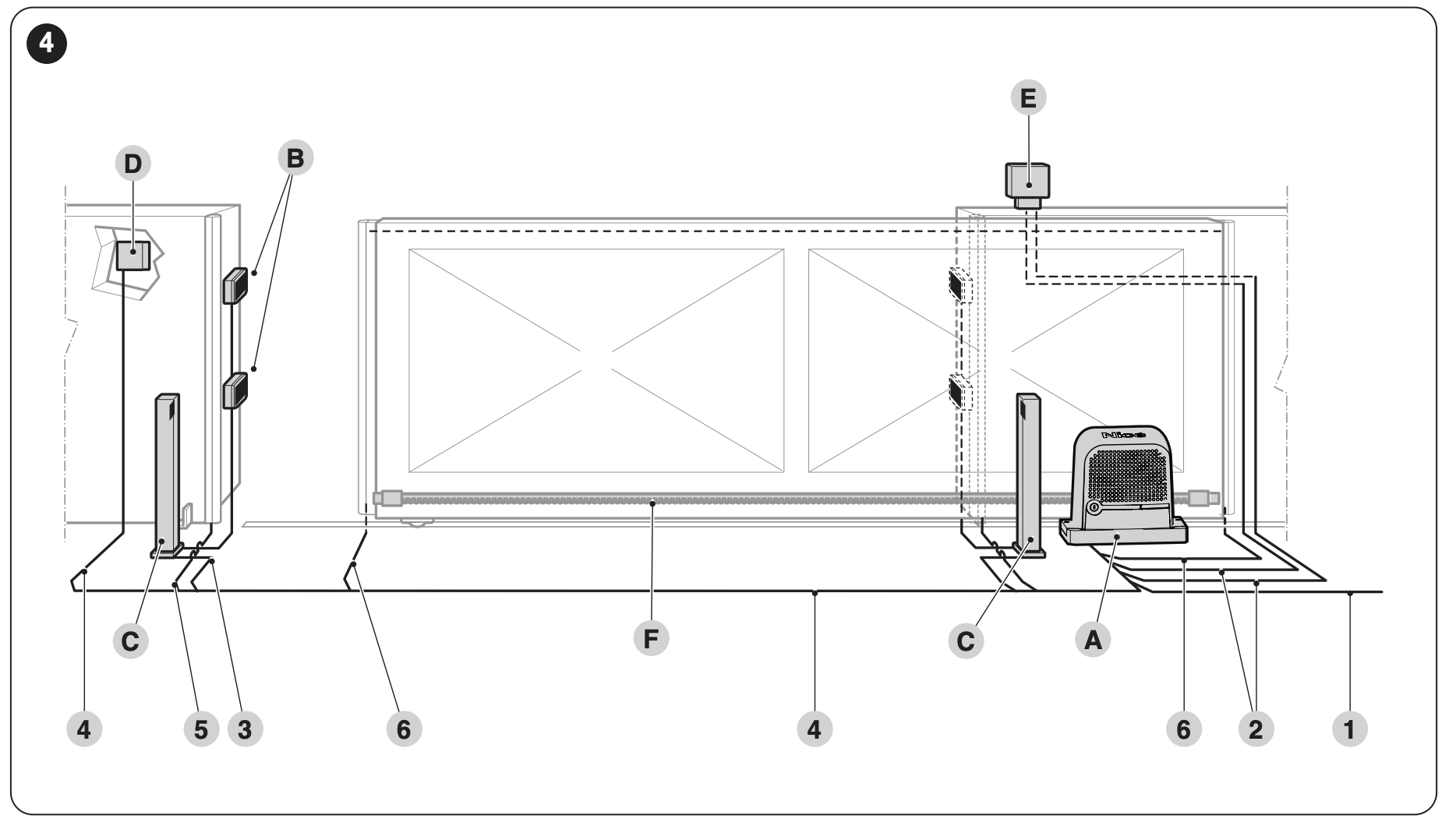 Nice Robus 600 Kit Kapı üzeri genel yerleşim